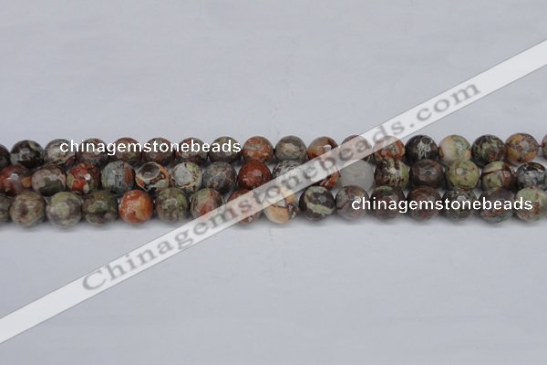 CAG7013 15.5 inches 10mm faceted round ocean agate gemstone beads