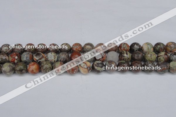 CAG7014 15.5 inches 12mm faceted round ocean agate gemstone beads