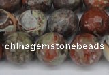 CAG7015 15.5 inches 14mm faceted round ocean agate gemstone beads