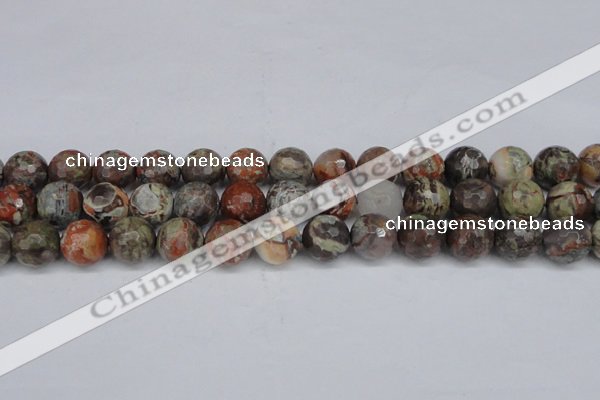 CAG7015 15.5 inches 14mm faceted round ocean agate gemstone beads