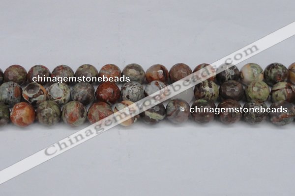 CAG7016 15.5 inches 16mm faceted round ocean agate gemstone beads