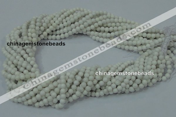 CAG704 15.5 inches 4mm round white agate gemstone beads wholesale