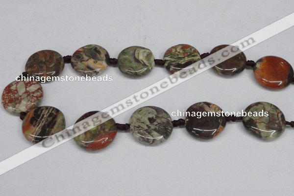 CAG7046 15.5 inches 20mm flat round ocean agate gemstone beads