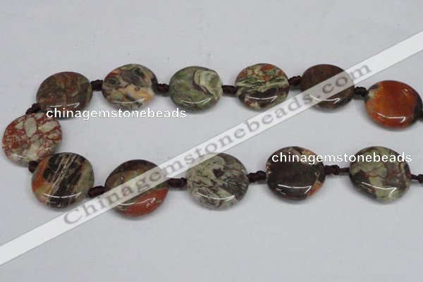 CAG7047 15.5 inches 25mm flat round ocean agate gemstone beads