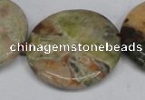 CAG7048 15.5 inches 30mm flat round ocean agate gemstone beads