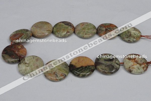 CAG7048 15.5 inches 30mm flat round ocean agate gemstone beads