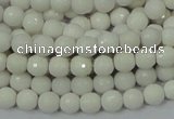 CAG710 15.5 inches 6mm faceted round white agate gemstone beads