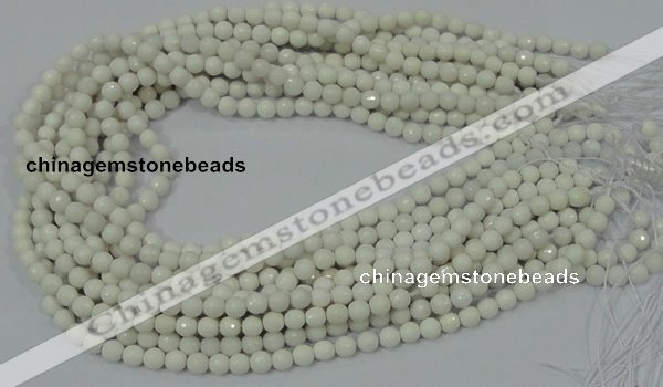 CAG710 15.5 inches 6mm faceted round white agate gemstone beads