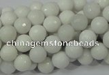 CAG711 15.5 inches 8mm faceted round white agate gemstone beads