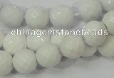 CAG712 15.5 inches 10mm faceted round white agate gemstone beads