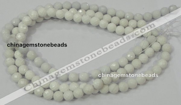 CAG712 15.5 inches 10mm faceted round white agate gemstone beads