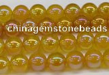 CAG7120 15.5 inches 4mm round AB-color yellow agate gemstone beads