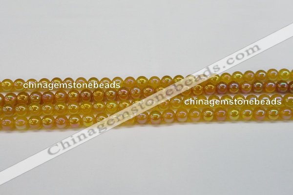 CAG7120 15.5 inches 4mm round AB-color yellow agate gemstone beads