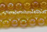 CAG7121 15.5 inches 6mm round AB-color yellow agate gemstone beads