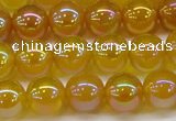 CAG7123 15.5 inches 10mm round AB-color yellow agate gemstone beads