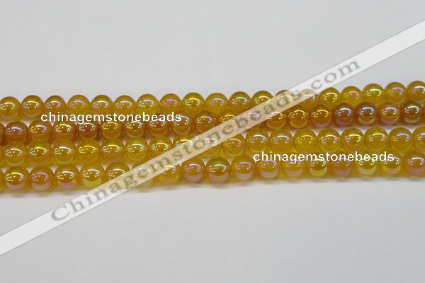 CAG7123 15.5 inches 10mm round AB-color yellow agate gemstone beads