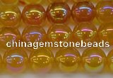 CAG7124 15.5 inches 12mm round AB-color yellow agate gemstone beads