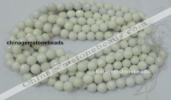 CAG713 15.5 inches 12mm faceted round white agate gemstone beads