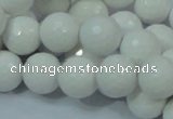 CAG714 15.5 inches 14mm faceted round white agate gemstone beads