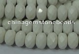 CAG715 15.5 inches 6*10mm faceted rondelle white agate gemstone beads