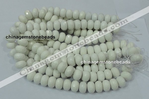 CAG716 15.5 inches 12*18mm faceted rondelle white agate gemstone beads