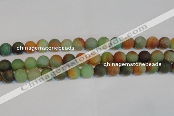 CAG7171 15.5 inches 14mm round matte rainbow agate gemstone beads