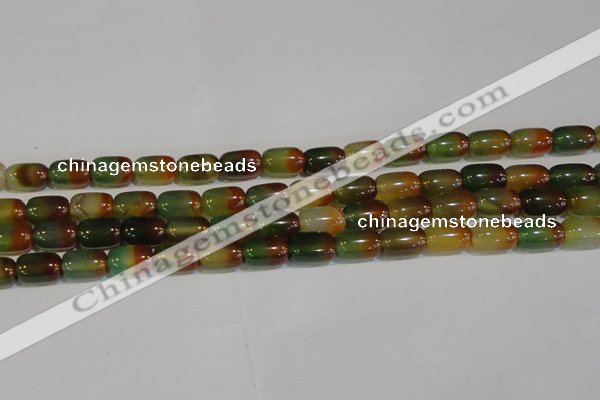 CAG7176 15.5 inches 10*14mm drum rainbow agate gemstone beads