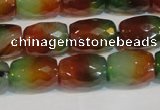 CAG7179 15.5 inches 10*14mm faceted drum rainbow agate gemstone beads