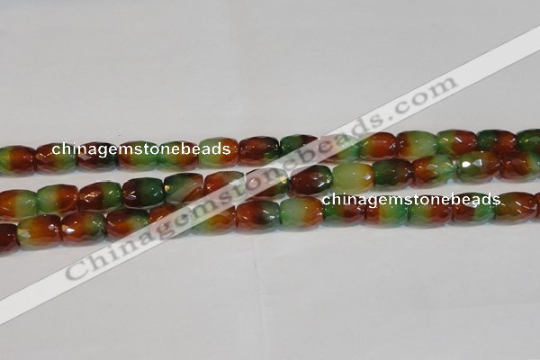 CAG7179 15.5 inches 10*14mm faceted drum rainbow agate gemstone beads