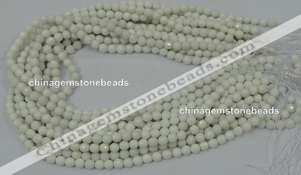 CAG7185 15.5 inches 3mm faceted round white agate gemstone beads