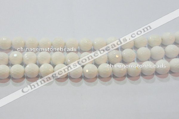 CAG7186 15.5 inches 16mm faceted round white agate gemstone beads