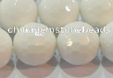 CAG7187 15.5 inches 18mm faceted round white agate gemstone beads