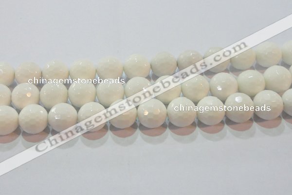 CAG7188 15.5 inches 20mm faceted round white agate gemstone beads