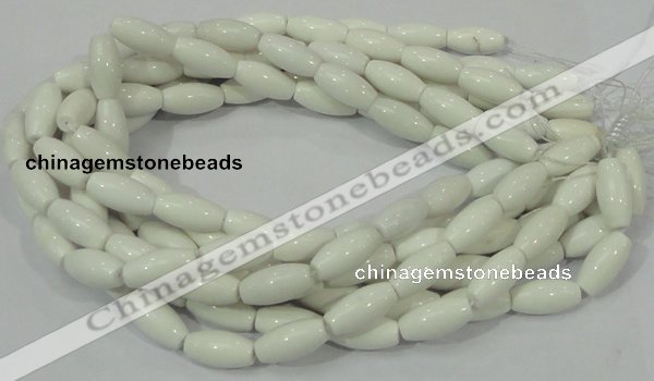 CAG719 15.5 inches 10*20mm rice white agate gemstone beads wholesale