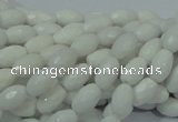 CAG720 15.5 inches 6*8mm faceted rice white agate gemstone beads