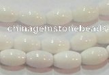 CAG7201 15.5 inches 6*9mm rice white agate gemstone beads