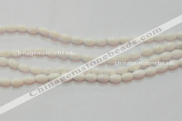 CAG7201 15.5 inches 6*9mm rice white agate gemstone beads