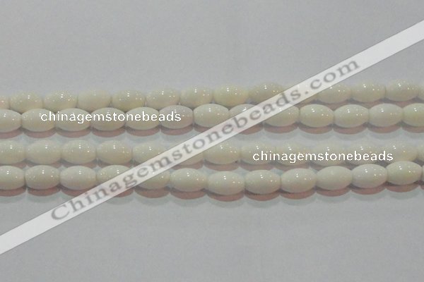 CAG7202 15.5 inches 8*12mm rice white agate gemstone beads