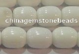 CAG7211 15.5 inches 10*12mm drum white agate gemstone beads