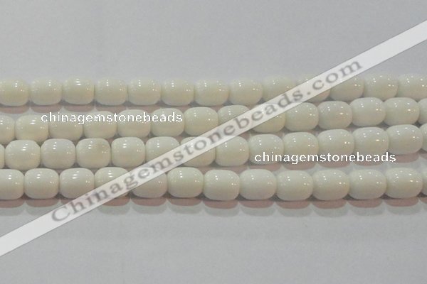 CAG7211 15.5 inches 10*12mm drum white agate gemstone beads