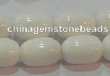 CAG7212 15.5 inches 10*14mm drum white agate gemstone beads