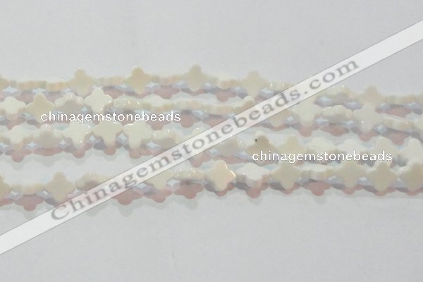 CAG7217 15.5 inches 10*10mm flower white agate gemstone beads