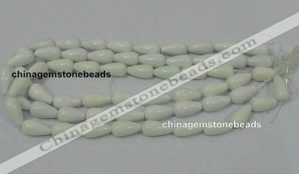 CAG722 15.5 inches 10*20mm teardrop white agate gemstone beads