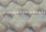 CAG7223 15.5 inches 18*18mm carved flower white agate gemstone beads