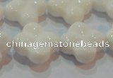 CAG7224 15.5 inches 20*20mm carved flower white agate gemstone beads