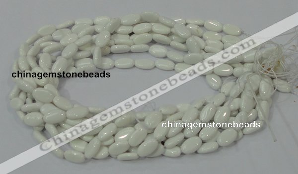 CAG724 15.5 inches 8*14mm oval white agate gemstone beads wholesale