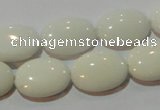 CAG7242 15.5 inches 15*20mm oval white agate gemstone beads