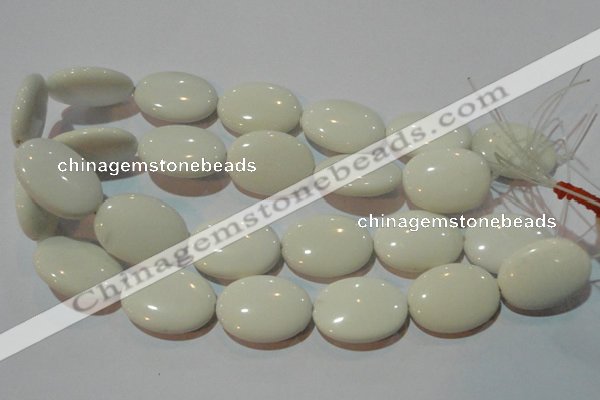 CAG7243 15.5 inches 22*30mm oval white agate gemstone beads