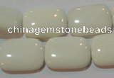 CAG7246 15.5 inches 12*16mm rectangle white agate gemstone beads