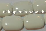 CAG7248 15.5 inches 15*20mm rectangle white agate gemstone beads